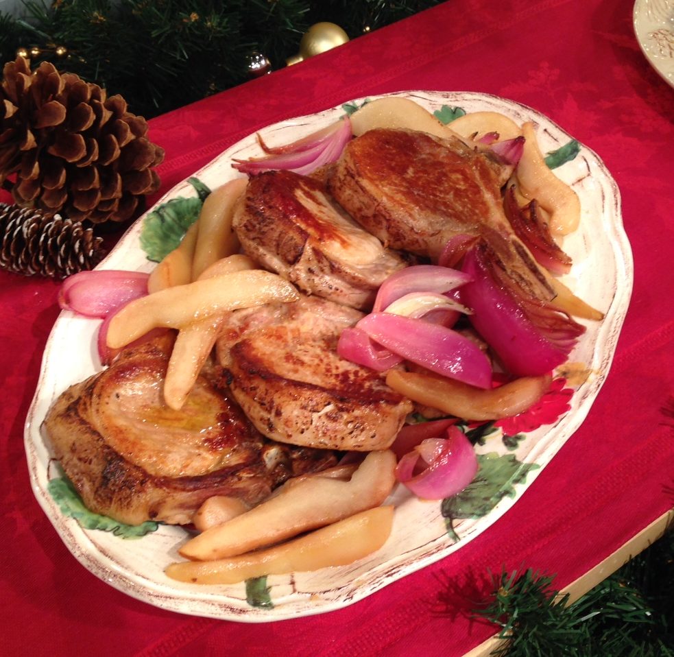 OvenBraised Pork Chops with Red Onion and Pears Lidia