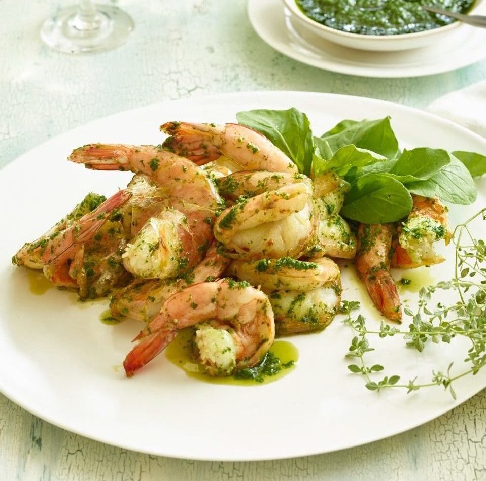 Grilled Shrimp with Arugula Sauce - Lidia