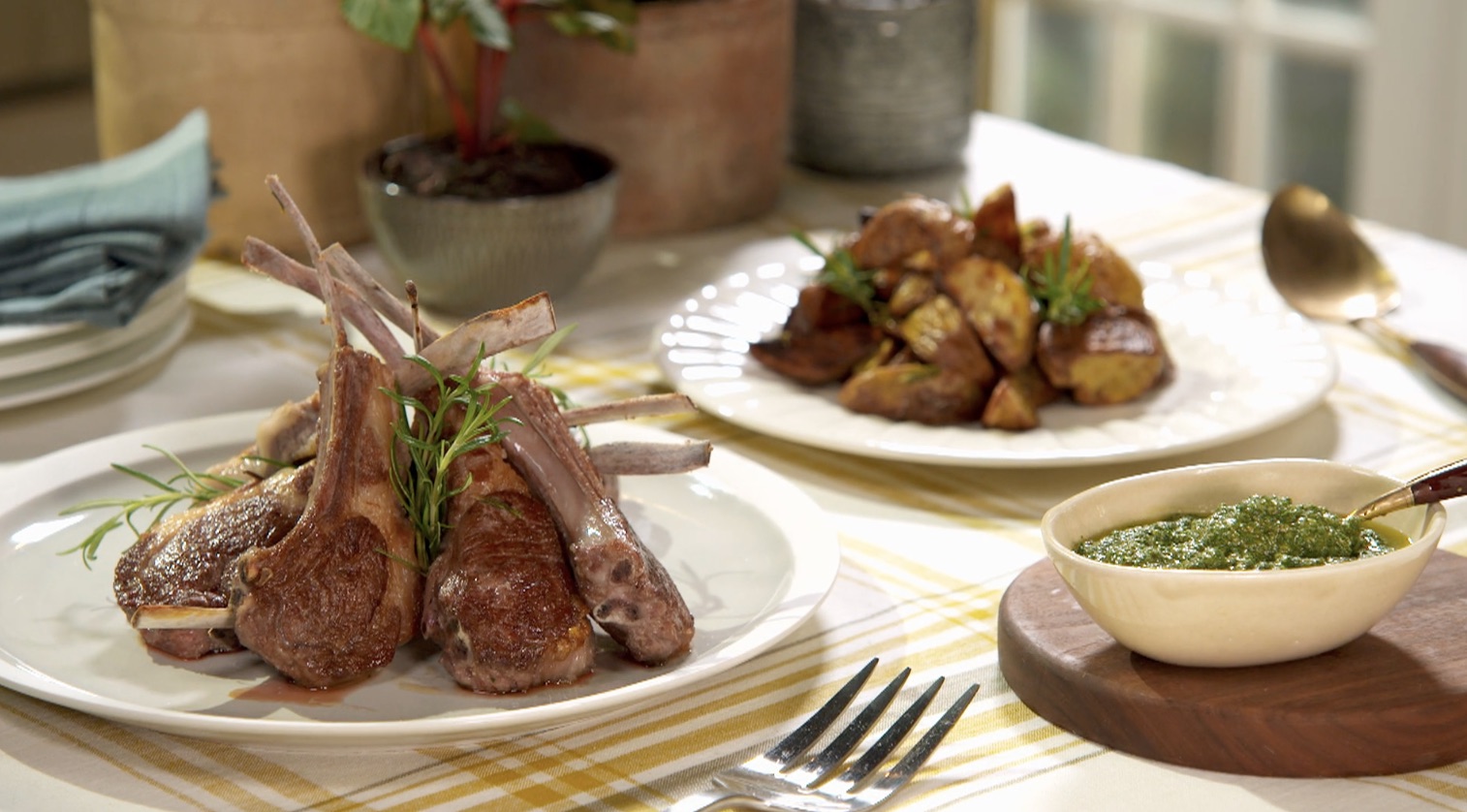Seared Lamb Chops with Rosemary and Mint Sauce Lidia