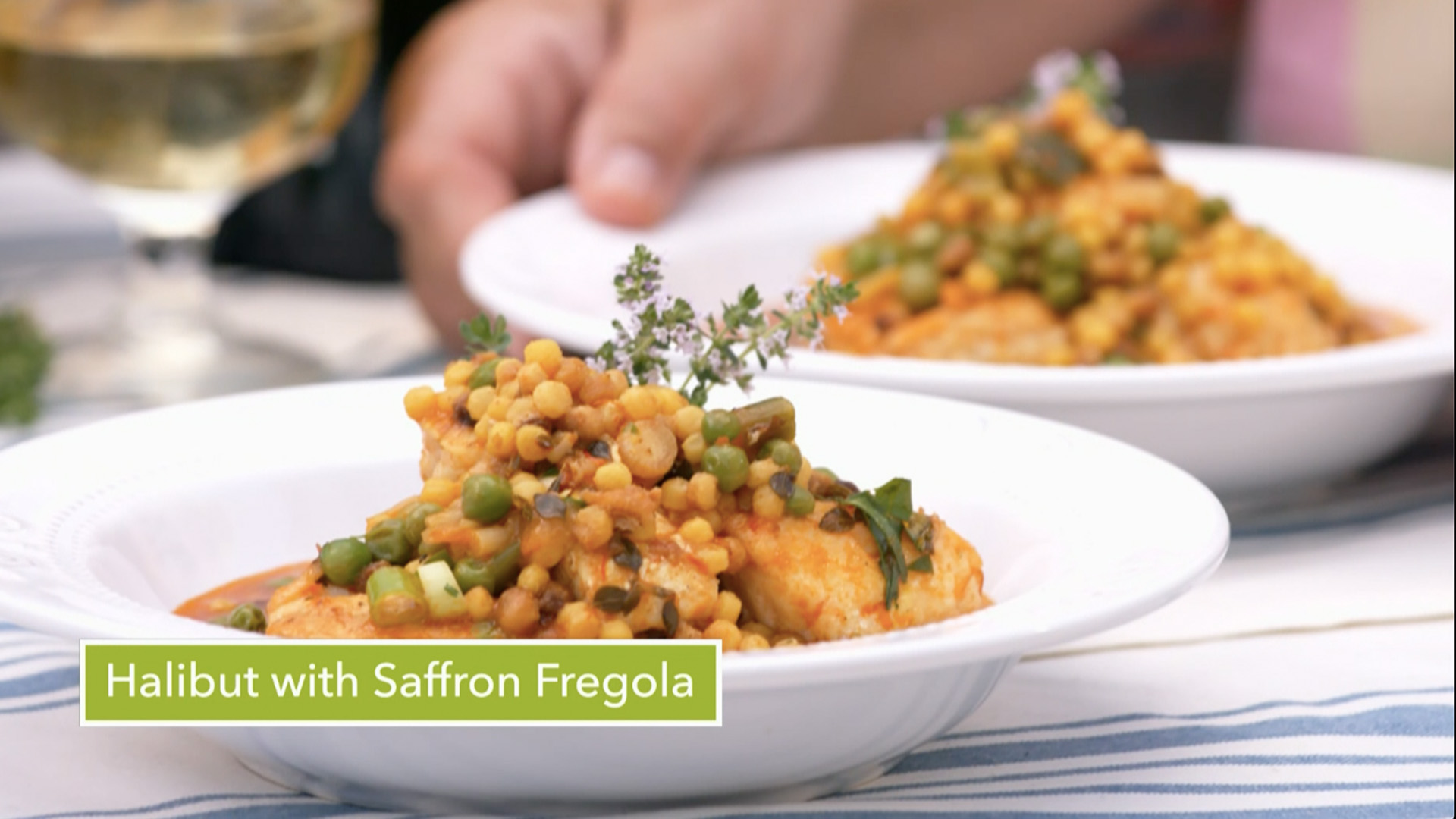 Halibut with Saffron Fregola Lidia