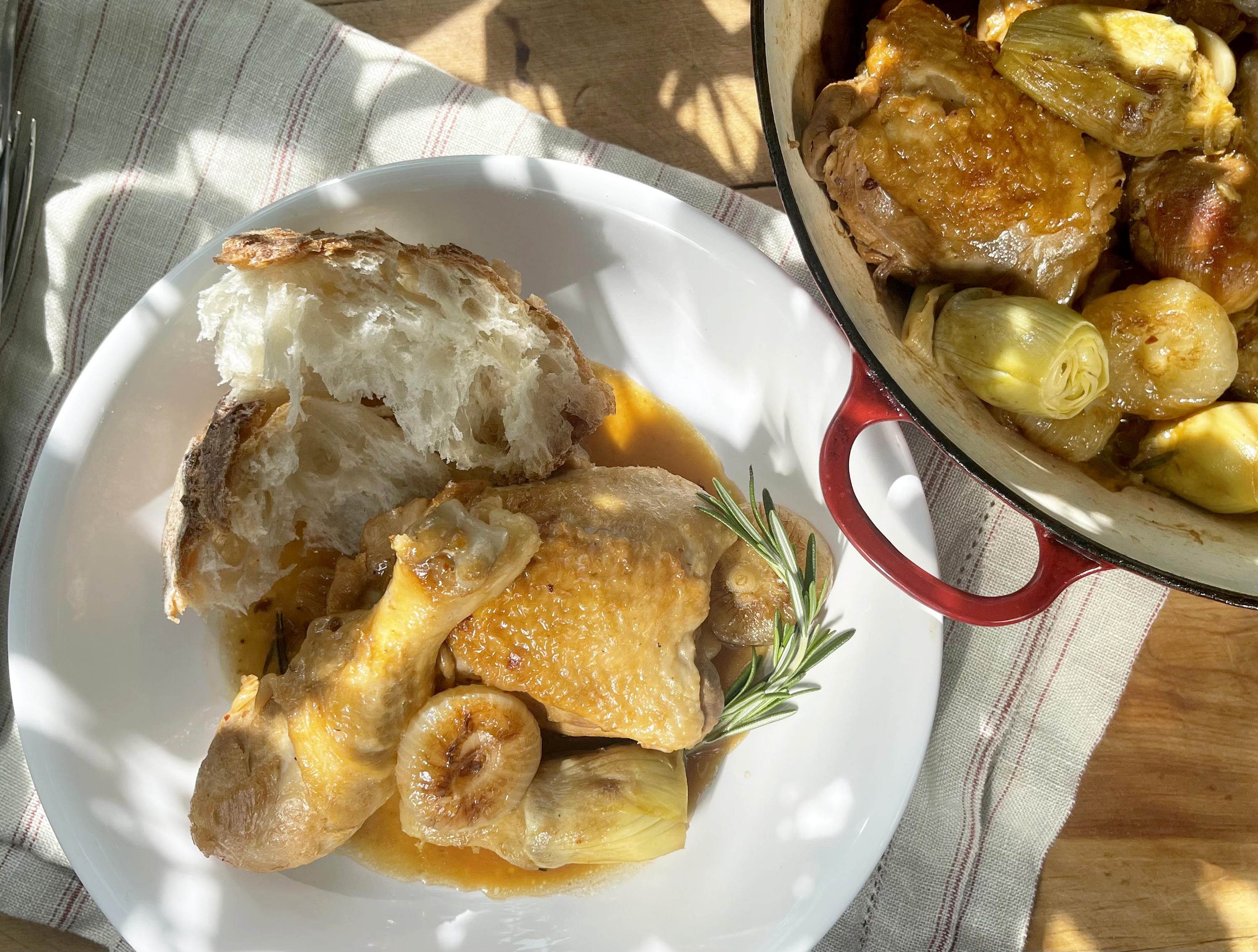 Chicken Legs with Artichokes and Cider Vinegar Lidia