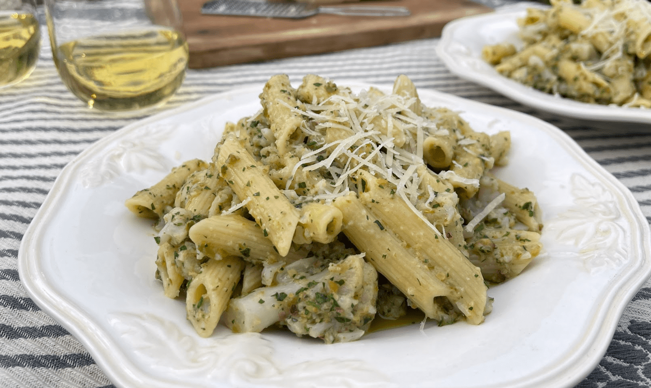 Penne with Cauliflower and Green Olive Pesto - Lidia