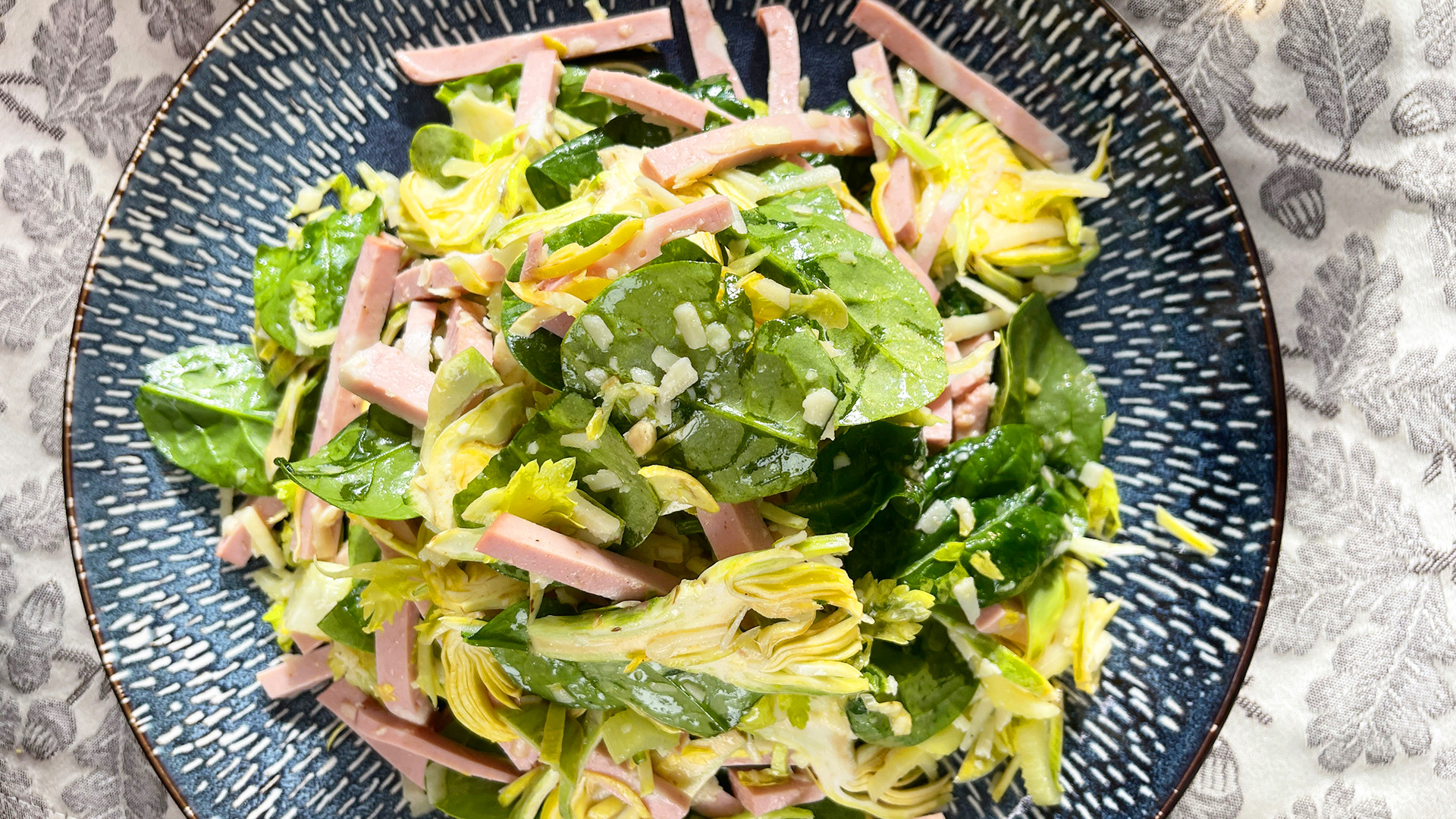 Shaved Artichoke, Spinach, and Mortadella Salad Lidia