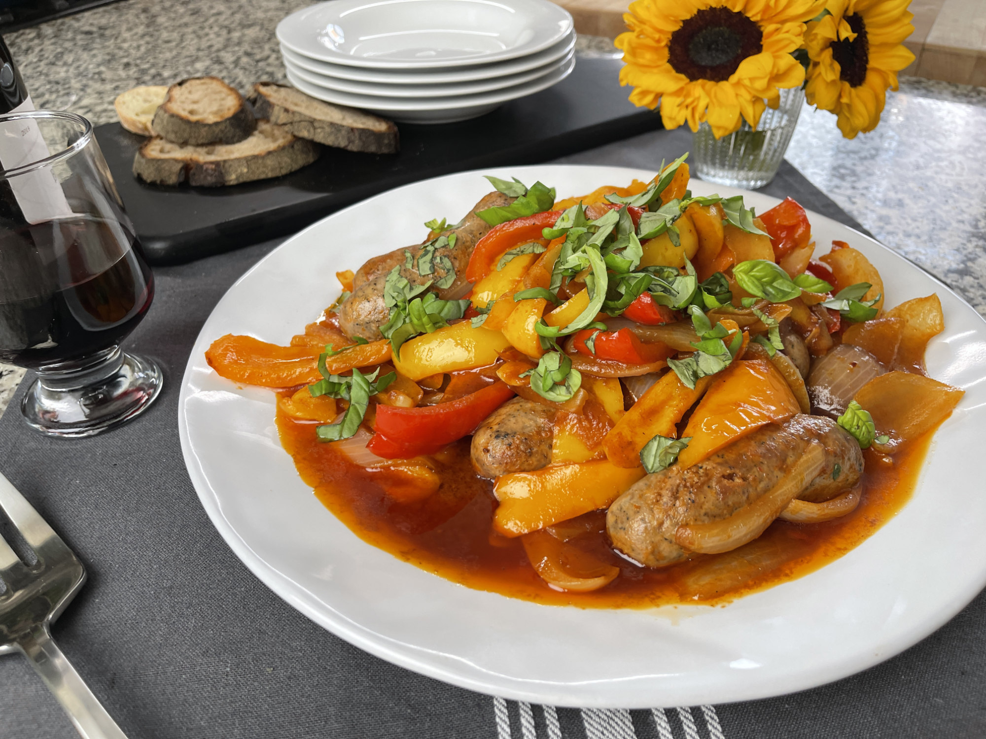 Skillet Sausage and Peppers Lidia